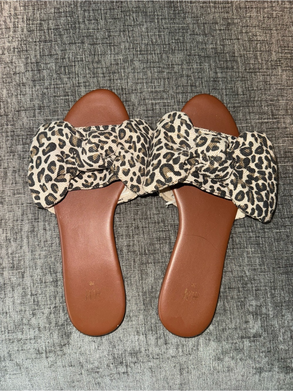 H&M Leopard Bow Slide Sandals - Brown/Beige
